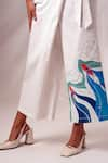 Madder Much_White 100% Cotton Twill Embroidery Sequin U Neck Ruben Wave Top Pant Set _Online_at_Aza_Fashions