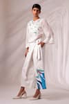 Shop_Madder Much_White 100% Cotton Twill Embroidery Sequin U Neck Ruben Wave Top Pant Set _Online_at_Aza_Fashions