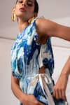 Buy_Madder Much_Multi Color Cupro Modal Silk Print Marble Tide Swirl Round Neck Denise Dress _Online_at_Aza_Fashions