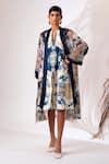 Buy_Madder Much_Multi Color Jacket Organza Print Abstract Notched Boat Neck Fogo With Dress _at_Aza_Fashions