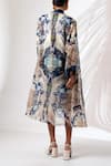 Shop_Madder Much_Multi Color Jacket Organza Print Abstract Notched Boat Neck Fogo With Dress _at_Aza_Fashions