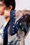 Madder Much_Multi Color Jacket Organza Print Abstract Notched Boat Neck Fogo With Dress _Online_at_Aza_Fashions