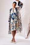 Madder Much_Multi Color Jacket Organza Print Abstract Notched Boat Neck Fogo With Dress _at_Aza_Fashions