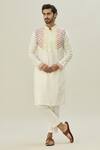 Buy_Diyarajvvir_White Cotton, Silk Embroidery Thread Kurta And Pant Set _at_Aza_Fashions
