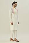 Buy_Diyarajvvir_White Cotton, Silk Embroidery Thread Kurta And Pant Set _Online_at_Aza_Fashions