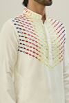 Diyarajvvir_White Cotton, Silk Embroidery Thread Kurta And Pant Set _at_Aza_Fashions