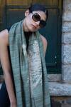 Buy_Aeshaane_Green Hand Block Print Leaf Branch Scarf _Online_at_Aza_Fashions