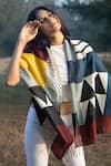 Buy_Aeshaane_Multi Color Hand Block Printed Silk Scarf _at_Aza_Fashions