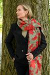 Buy_Aeshaane_Green Embroidery Handmade Silk Floral Print Scarf _at_Aza_Fashions