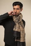 Buy_Aeshaane_Black Botanical Silk Woven Scarf _at_Aza_Fashions