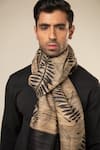 Shop_Aeshaane_Black Botanical Silk Woven Scarf _at_Aza_Fashions