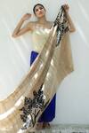 Buy_Aeshaane_Gold Leaf Stripe Silk Woven Scarf_at_Aza_Fashions