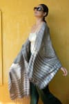 Buy_Aeshaane_Grey Stripe Silk Polka Dot Woven Scarf _Online_at_Aza_Fashions