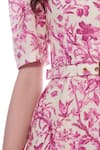 Buy_Verano by Tanya_Purple Linen Printed Floral Toile Ixia Short Dress With Belt  _Online_at_Aza_Fashions