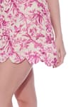 Verano by Tanya_Purple Linen Printed Floral Toile Ixia Short Dress With Belt  _at_Aza_Fashions