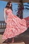 Buy_Verano by Tanya_Red Linen Printed Floral Straight Lucia Maxi Dress  _Online_at_Aza_Fashions