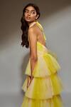 Buy_Verano By Tanya_Yellow Tulle Halter Neck Malina Sunrise Lemonade Ruffle Layered Dress_Online_at_Aza_Fashions