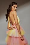 Shop_Verano By Tanya_Multi Color Tulle Halter Neck Malina Sunset Sorbet Ruffle Layered Dress _Online_at_Aza_Fashions