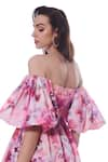 Shop_Verano by Tanya_Pink Linen Printed Floral One Shoulder Noelle Pleated Midi Dress  _Online_at_Aza_Fashions