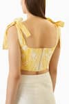 Shop_Verano by Tanya_Yellow Cotton Embroidered Floral Straight Thea Corset _at_Aza_Fashions