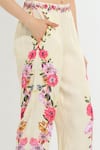 RANNA GILL_Multi Color Satin Modal Print Floral Lurenz Rara Pant_Online_at_Aza_Fashions