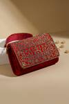 Buy_Be Chic_Maroon Stones Gul Embellished Clutch _at_Aza_Fashions