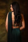 Archana Kochhar_Green Pre-draped Saree Lycra Embellished Fitted With Embroidered Corset _Online_at_Aza_Fashions