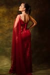 Archana Kochhar_Red Georgette Embroidered Bead Plunge Sequin Embellished Cut-out Draped Gown _Online_at_Aza_Fashions