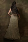 Archana Kochhar_Green Georgette Embellished Sequin Floral Print Tiered Jacket Lehenga Set _Online_at_Aza_Fashions