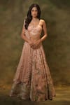 Buy_Archana Kochhar_Pink Lehenga And Blouse Georgette Embroidered Floral Sweetheart Set _at_Aza_Fashions