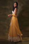 Shop_Archana Kochhar_Yellow Lehenga And Dupatta Net Embroidered Mirror Sweetheart Sunshine Set _at_Aza_Fashions