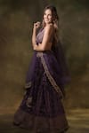 Shop_Archana Kochhar_Purple Lehenga And Blouse Silk Embroidered Gota Chevron Set _at_Aza_Fashions