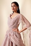 Buy_Adaara Couture_Pink Net Embroidery Cutdana Round Stripe Drizzle Gown _Online_at_Aza_Fashions