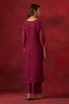 Shop Ikshita Choudhary Pink Chanderi, Cotton Embroidery V-neck Hand Kurta Pant Set at Aza Fashions Shop_Ikshita Choudhary_Pink Chanderi, Cotton Embroidery V-neck Hand Kurta Pant Set_at_Aza_Fashions