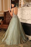 Presto Couture_Green Double Tone Shimmer Organza Embroidery Floral Applique Embellished Gown _Online_at_Aza_Fashions