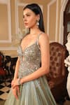 Buy_Presto Couture_Green Double Tone Shimmer Organza Embroidery Floral Applique Embellished Gown _Online_at_Aza_Fashions