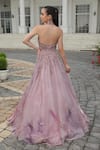 Presto Couture_Pink Silk Organza Sequins, Crystals Halter Neck Abstract Print Gown _Online_at_Aza_Fashions