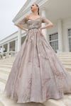 Shop_Presto Couture_Grey Silk Organza Sequins, Beads Sweetheart Neck Crystal Embroidered Gown _Online_at_Aza_Fashions