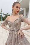 Presto Couture_Grey Silk Organza Sequins, Beads Sweetheart Neck Crystal Embroidered Gown _at_Aza_Fashions