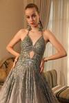 Buy_Presto Couture_Green Tissue, Organza Sequins, Beads Halter Geometric Embroidered Cut Out Gown _Online_at_Aza_Fashions