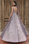Presto Couture_Pink Tissue, Organza Beads Sweetheart Neck Embroidered Gown With Cape _Online_at_Aza_Fashions