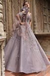 Buy_Presto Couture_Pink Tissue, Organza Beads Sweetheart Neck Embroidered Gown With Cape _Online_at_Aza_Fashions
