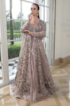 Buy_Presto Couture_Pink Satin, Organza Cut Work, Beads, Crystal Embroidered Jacket Lehenga Set _at_Aza_Fashions