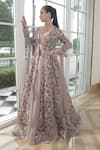 Buy_Presto Couture_Pink Satin, Organza Cut Work, Beads, Crystal Embroidered Jacket Lehenga Set _Online_at_Aza_Fashions