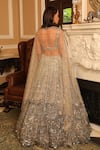 PRESTO COUTURE_Green Net Hand Embroidery Geometric Sweetheart Neck Bridal Lehenga Set _Online_at_Aza_Fashions