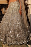 Buy_PRESTO COUTURE_Green Net Hand Embroidery Geometric Sweetheart Neck Bridal Lehenga Set _Online_at_Aza_Fashions