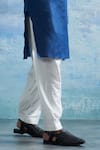 Charkhee_Blue Kurta Linen Stripe Pocket With Salwar _at_Aza_Fashions