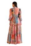 Shop_Pankaj & Nidhi_Multi Color Chiffon Printed Floral Straight Point Ornament Dress  _Online_at_Aza_Fashions