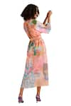 Buy_Pankaj & Nidhi_Multi Color Satin Twill Printed Floral Band Ornament Botanical Dress  _Online_at_Aza_Fashions