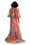 Shop_Pankaj & Nidhi_Multi Color Silk Organza Printed Floral Ornament Cape With Inner  _Online_at_Aza_Fashions